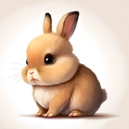Cute little rabbit sitting on a white background. Vector illustration.の写真素材