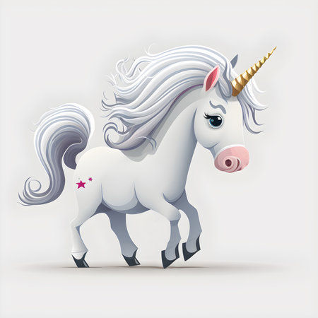 Unicorn on a white background. Cute cartoon illustration for your child.の写真素材