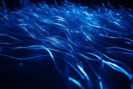 Abstract blue background with glowing lines. 3d rendering, 3d illustration.の写真素材