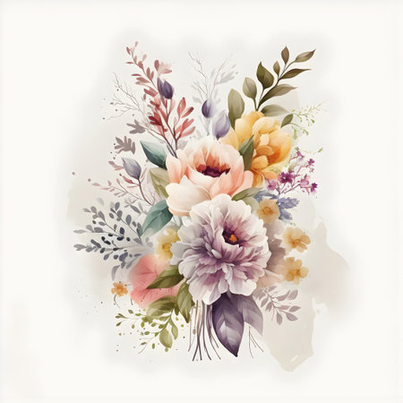 Watercolor bouquet of flowers. Hand-drawn floral illustration.の写真素材