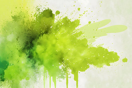 Abstract green and yellow watercolor splashes on white background. Vector illustration.の写真素材