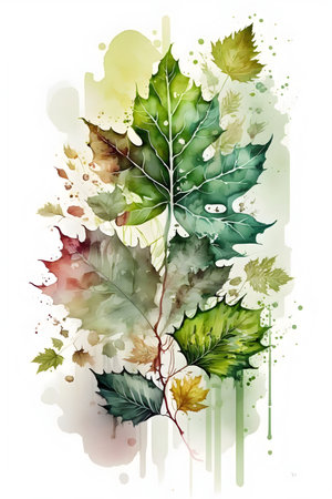 Watercolor autumn leaves on a white background. watercolor illustration.の写真素材