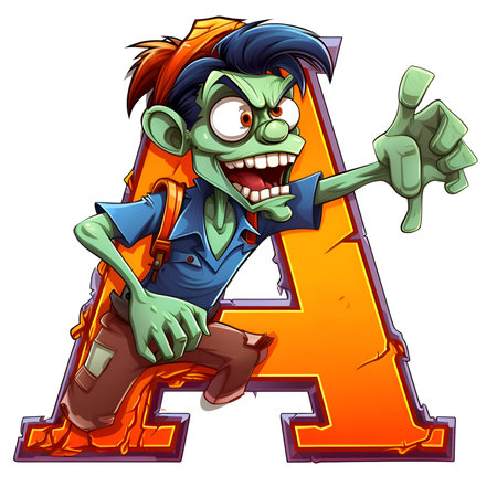 Zombie amazing halloween letters A decoration separated on white backgroundの素材