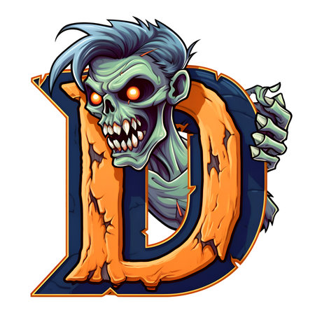 Zombie amazing halloween letters D decoration separated on white backgroundの素材