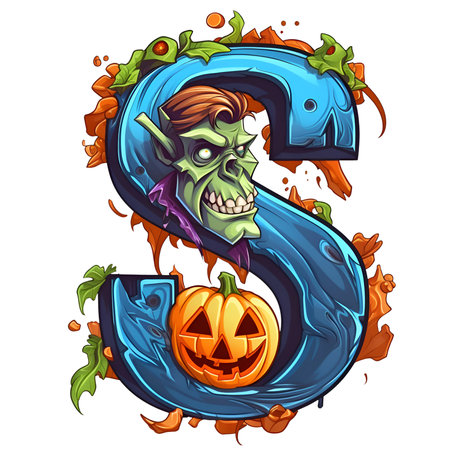 Zombie amazing halloween letter decoration separated on white backgroundの素材