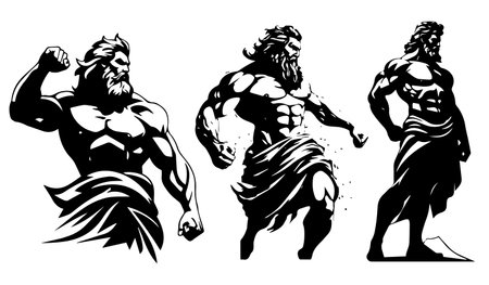 Ancient Greek gods. Vector illustration ready for vinyl cutting and tattooing.のイラスト素材