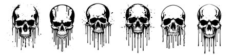 Skulls with splashes, vintage line drawing or engraving illustration.のイラスト素材