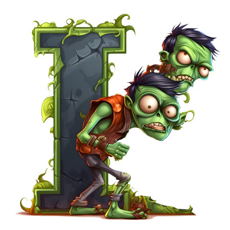 Zombie amazing halloween letter I decoration separated on white backgroundの素材