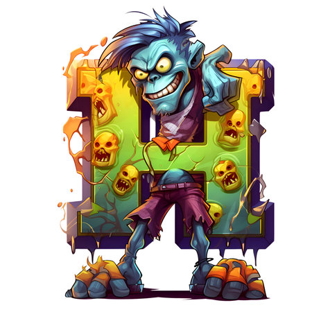 Zombie amazing halloween letter decoration separated on white backgroundの素材