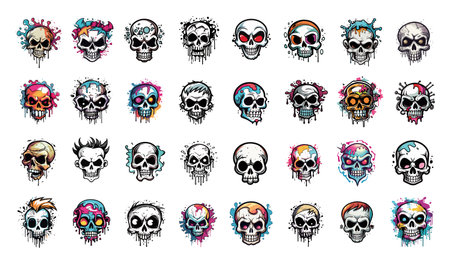 Skulls icons set. Collection of skull vector icons for web designのイラスト素材