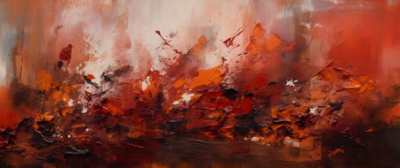 abstract background with autumn leaves, watercolor painting on canvas.の素材