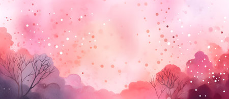 Watercolor landscape with trees and bokeh.の素材