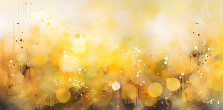 Abstract watercolor background with golden bokeh.の素材