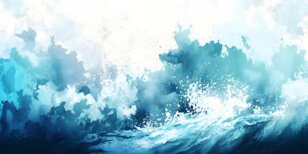 Abstract blue water background with splashes and spots.の素材