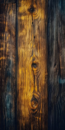 Wooden texture background. Old wood planks with knots and nail holesの素材