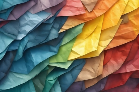 Colorful crumpled paper as a background. Close up.の素材