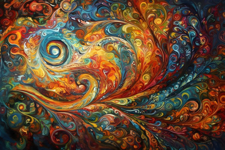 Abstract colorful background. Oil painting style. Fractal art. Visionary surreal artwork. Mixed mediaの素材