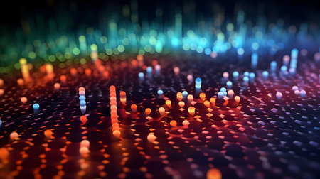 3d rendering of abstract particles with depth of field and bokehの素材