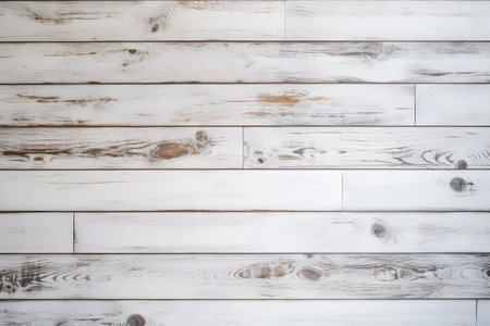 White wooden background or texture. Wood plank wall pattern and background.の素材