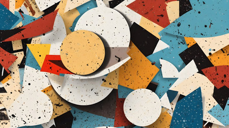 abstract colorful geometric shapes background, paper cut style, 3d render illustrationの素材