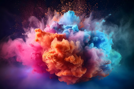 Colorful cloud of ink and smoke on a dark background. 3d renderingの素材
