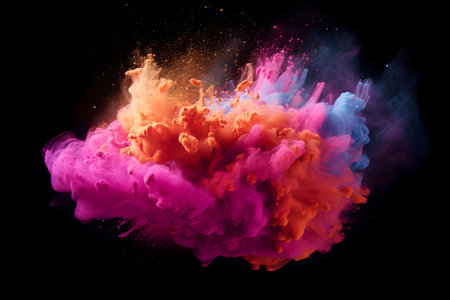 Colorful cloud of ink in water isolated on black background. Abstract backgroundの素材