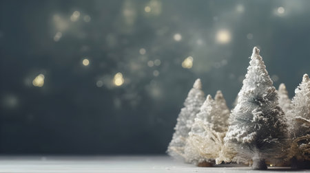 Christmas background with christmas tree and bokeh lights. Copy space.の素材