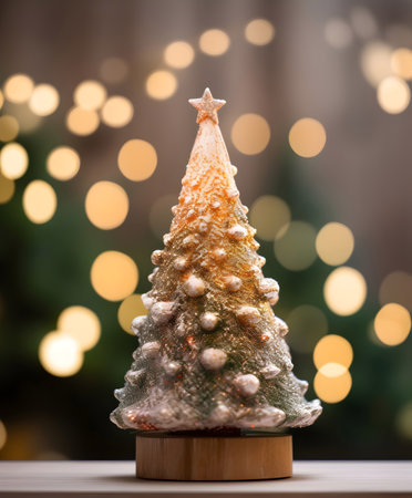 Christmas tree on bokeh background. Christmas and New Year conceptの素材