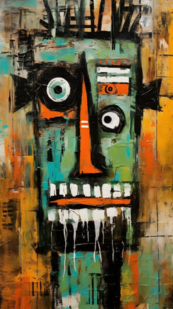 Graffiti art. Street art Abstract painting on canvas. Urban Contemporary Culture.の素材