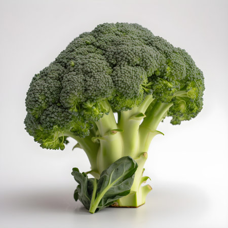 Broccoli isolated on white background. Close up of fresh green broccoli.の素材