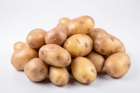 Potatoes on a white background. Potatoes on a white background.の素材