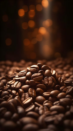coffee beans on a dark background. can be used as a backgroundの素材