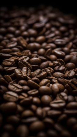 Coffee beans on a dark background, can be used as a backgroundの素材