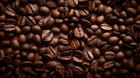 Coffee beans background. Close up of roasted coffee beans.の素材