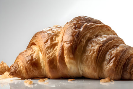 Fresh croissant on white background, close-up, selective focusの素材