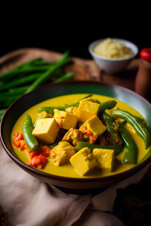 Paneer Masala is a popular Indian curry made with paneer, tomatoes, green beans and spicesの素材