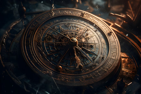 Compass close-up, toned. Conceptual image.の素材