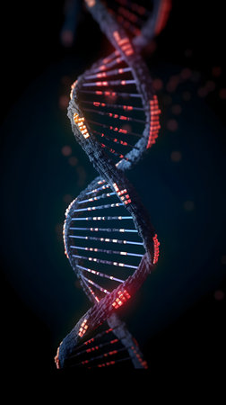 DNA helix on a black background. 3d rendering, 3d illustration.の素材