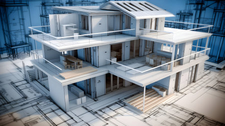 3d rendering of modern cozy house with garage for sale or rentの素材