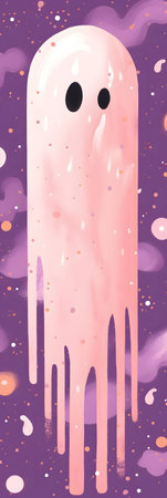 Halloween banner with cute ghost and confetti.の素材