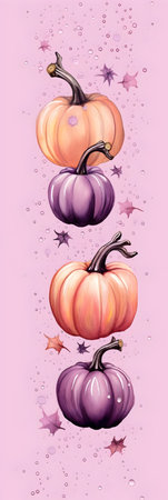 Halloween pumpkins on pink background.の素材