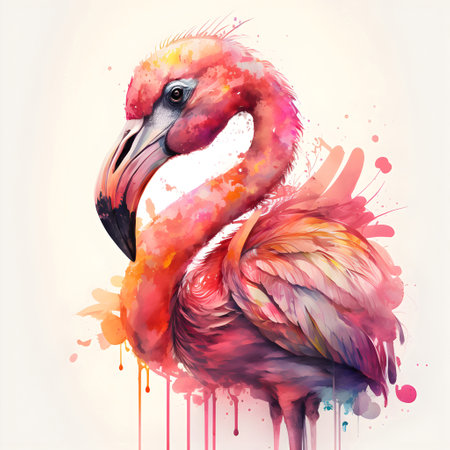 Flamingo in watercolor painting.の素材