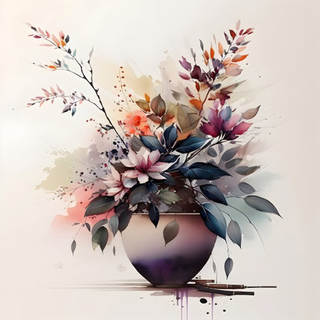 Flower bouquet in a vase, watercolor illustration.の素材