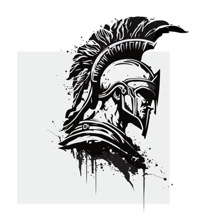 Ancient greek Spartan warrior man vector illustration silhouetteのイラスト素材