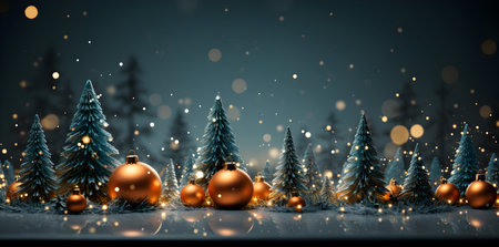 Christmas background with Christmas tree and snowflakes. 3d renderingの素材