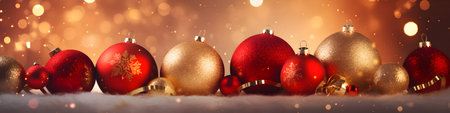 Christmas background with baubles and golden lights, bokeh effectの素材