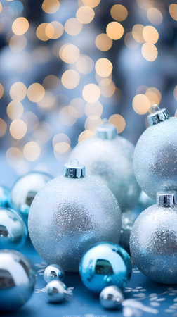 Christmas decoration on bokeh background. New Year and Christmas holidays.の素材