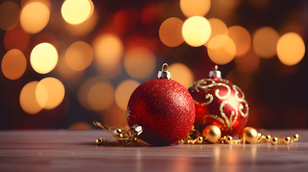 Christmas decoration on bokeh background. New Year and Christmas conceptの素材