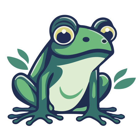 Frog with green eyes. Vector illustration isolated on white background.のイラスト素材