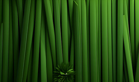 3D rendering of a green background with a plant in the middleの素材